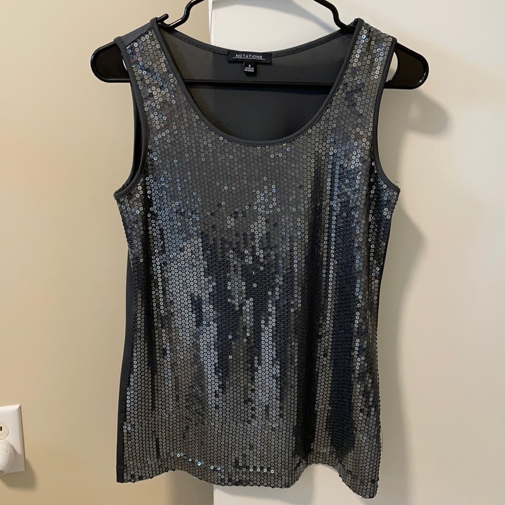 Notations sequence sleeveless blouse like new size small
